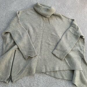 All Saints Able Roll Neck Turtleneck Sweater  - Medium - Light Grey